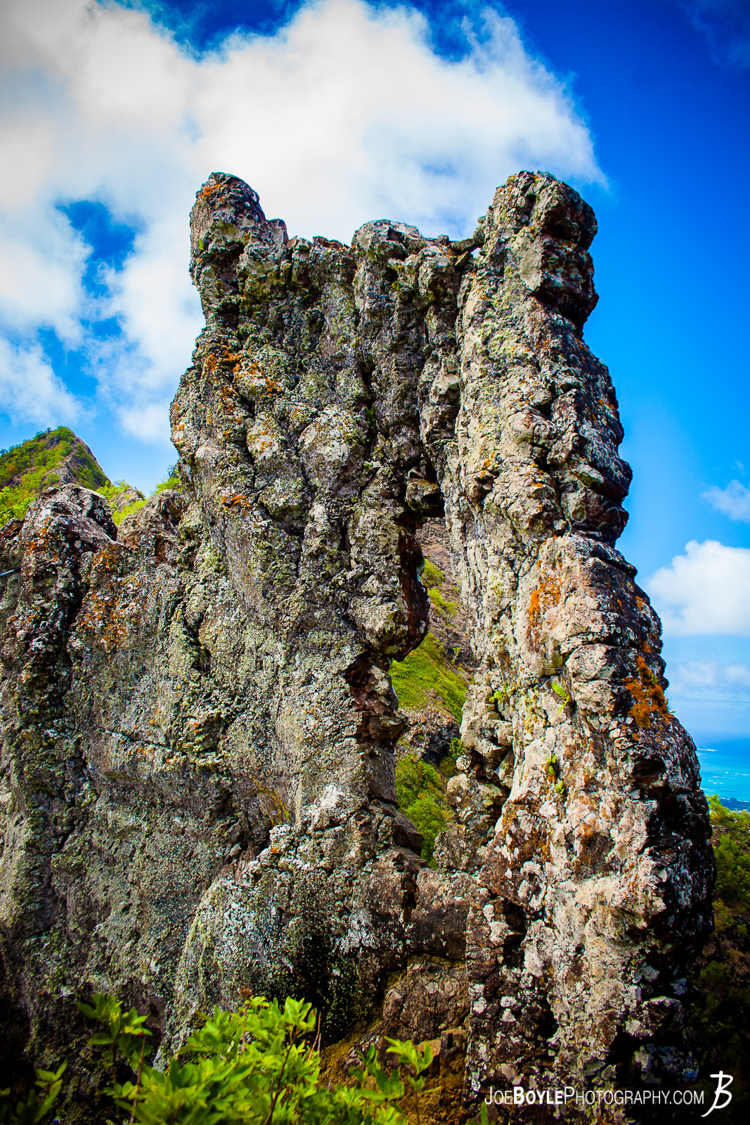  While on a trip to Hawaii I was able to hike the Olomana Trail. This trail is on the island of Oahu. Here is a link for more information if you want to hike it yourself: Olomana Trail The hike was pretty strenuous! There were lots of vertical ascents and descents by rope which had been placed there for the trail or by rock scrambles. Honestly, I didn't trust the rope because I didn't know how often it was checked and maintained so I did as many rock scrambles as I could. But at some points you had to put all your weight on the rope and hope it didn't break because if it did, well, that would be the last of you my friend. Was it worth it? YES!! 