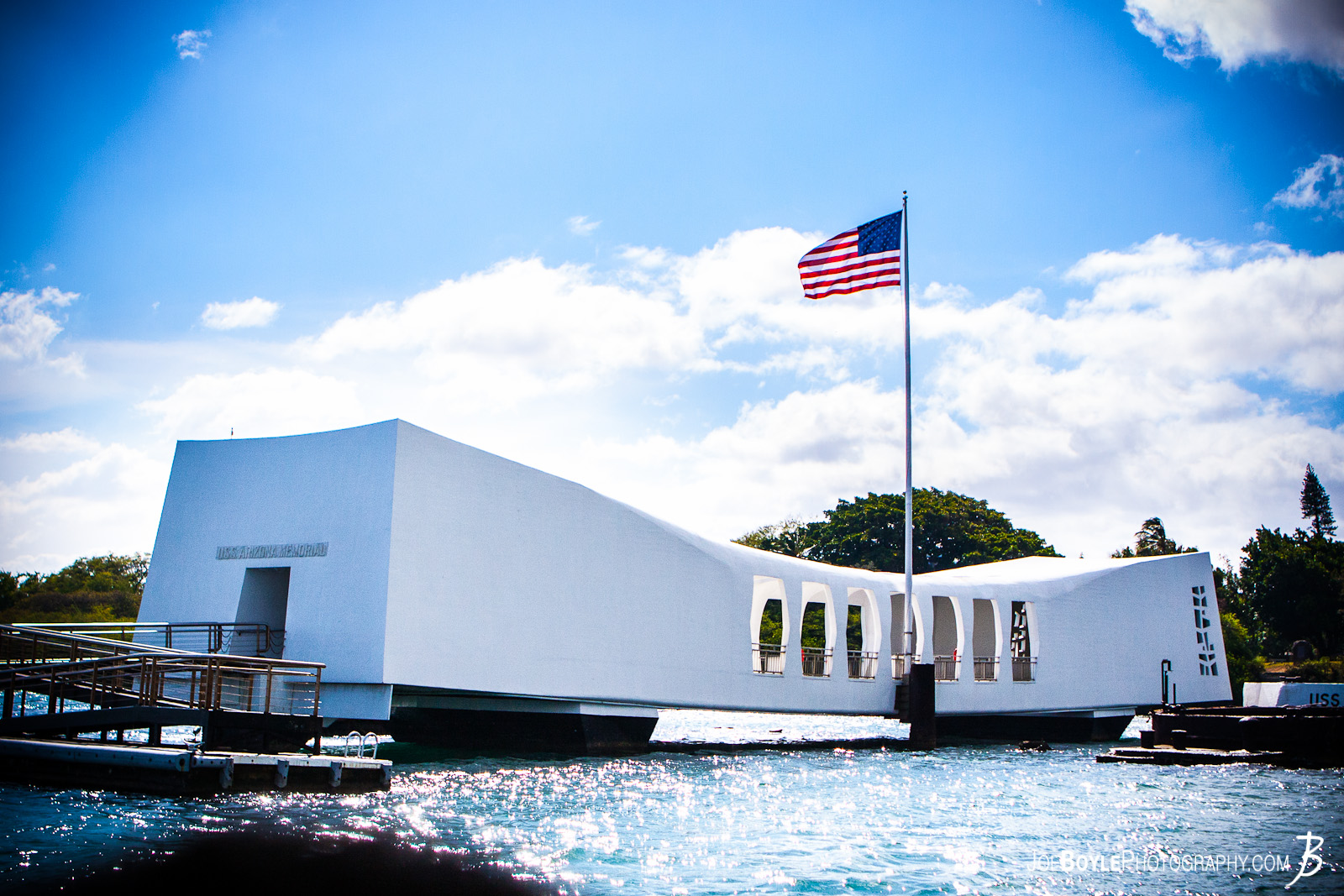  While on a trip to Hawaii I made a visit to Pearl Harbor on Oahu. This picture is of the Arizona Memorial. This memorial is built over the ship which came to it's final resting place after the attack on pearl harbor. 