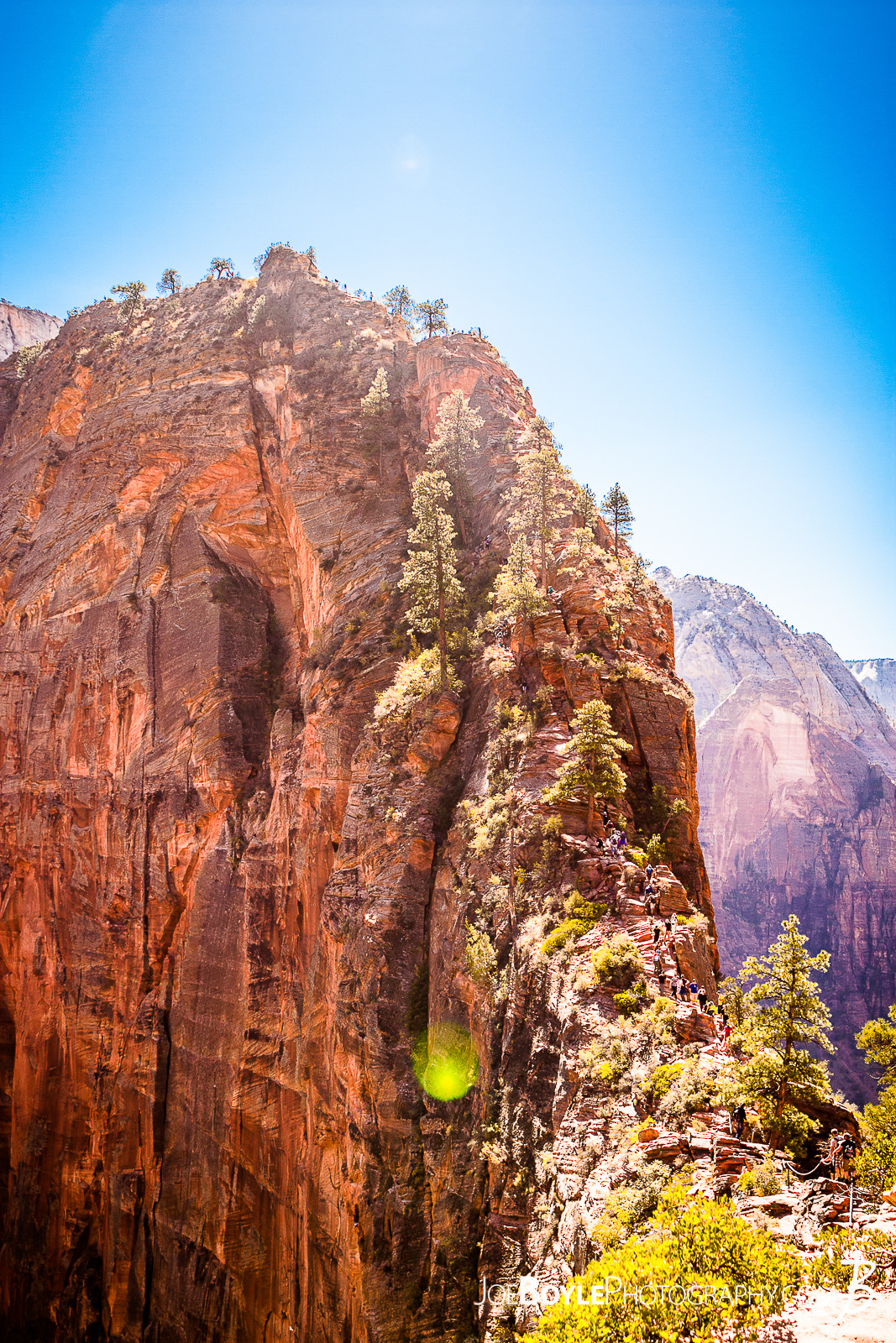  While hiking on the West Rim Trail in Zion National Park my hiking buddy and I were able to see many mountains, canyons and valleys! This is a photo near the end of our trip, Angel's Landing! We finished up this leg of the trip hiking Angel's Landing and exited at The Grotto.  Here are some links to more articles and hiking info about the West Rim Trail and hiking trails in Zion National Park and a Map of Zion National Park. 