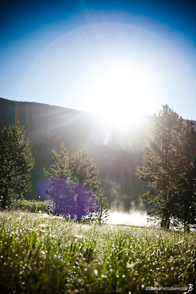 The morning sun evaporates the mist The morning sun evaporates the mist