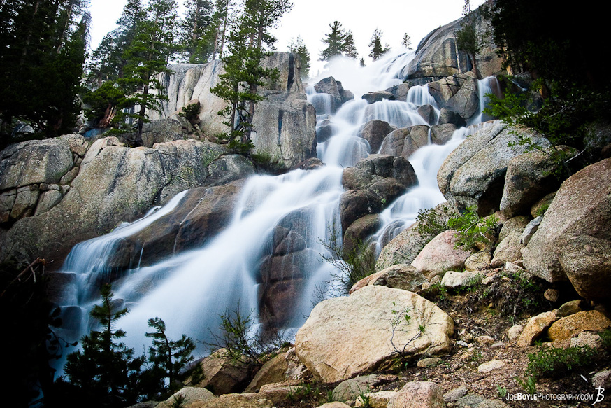This waterfall scene was taken after a major river crossing on the John Muir Trail This waterfall scene was taken after a major river crossing on the John Muir Trail