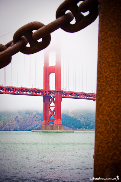 A photo of the San Francisco landmark taken from sea level. A photo of the San Francisco landmark taken from sea level.