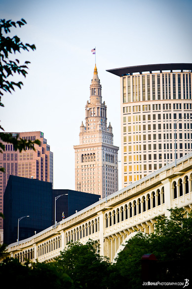 A photo of two history laden structures in Cleveland Ohio. The Veterans Bridge is also known as the Detroit-Superior Bridge. A photo of two history laden structures in Cleveland Ohio. The Veterans Bridge is also known as the Detroit-Superior Bridge.