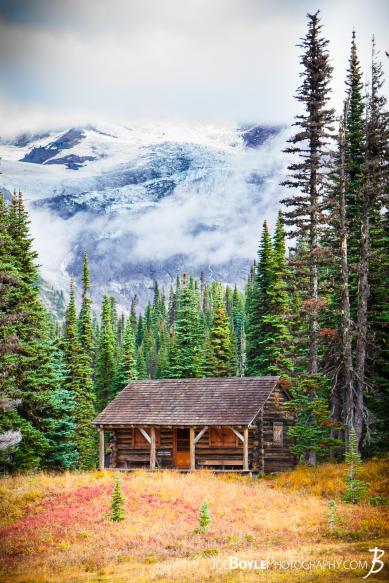 Indian Henry\\\'s Patrol Cabin with Mount Rainier as a beautiful backdrop! This was a short distance off of the main Wonderland Trail. Indian Henry\\\'s Patrol Cabin with Mount Rainier as a beautiful backdrop! This was a short distance off of the main Wonderland Trail.